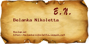 Belanka Nikoletta névjegykártya